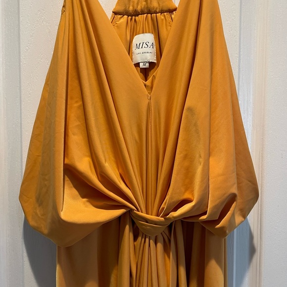 Misa Los Angeles Mustard Draped Midi Dress - Picture 5 of 7